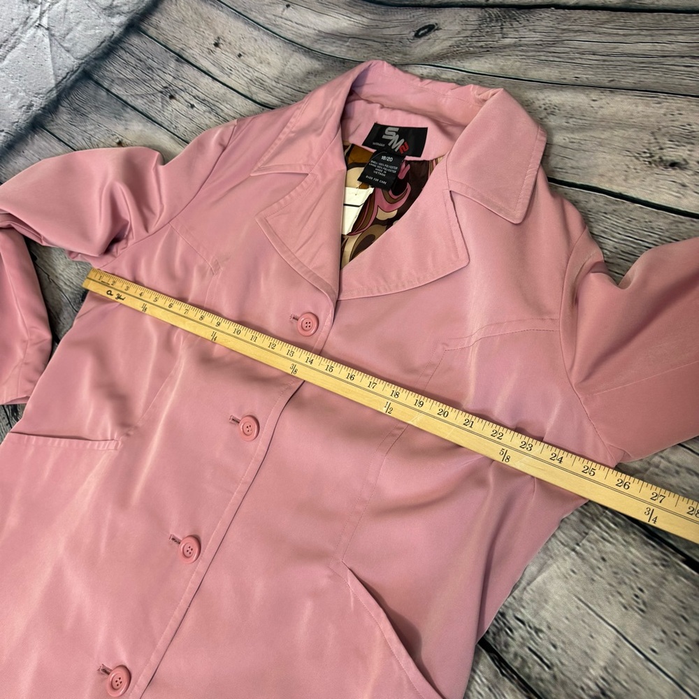 SM2 Vintage NWT Pink Trench Coat Button Down Collared Retro Inspired Size 18/20 - Picture 7 of 10
